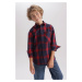 DEFACTO Boy's Oversize Fit Flannel Long Sleeve Shirt