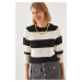 Bianco Lucci Women's Striped Sweater Raglan