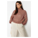 Trendyol Dusty Rose Soft Texture Thick Crew Neck Knitwear Sweater