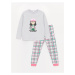 LC Waikiki Crew Neck Printed Long Sleeve Girl's Pajama Set