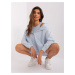 Light blue melange three-piece casual set with sweatshirt