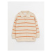 LC Waikiki Polo Neck Long Sleeve Striped Baby Boy Sweatshirt