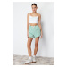 Trendyol Green Striped Elastic Waist Basic Knitted Shorts & Bermuda