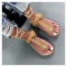 Béžové šnurovacie sandálky