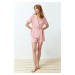 Trendyol Dusty Rose Belted Piping Detailed Viscose Woven Pajama Set