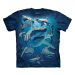 Pánske batikované tričko The Mountain - Veľký biely žralok- modré