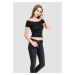 Women's T-shirt with free shoulder black
