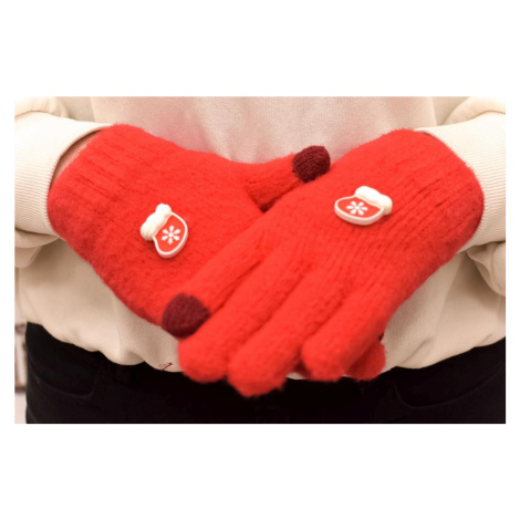 Dievčenské červené mohérové rukavice ABIES