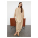 Trendyol Shiny Piping Detailed Woven Kaftan Dress with Beige Accessories