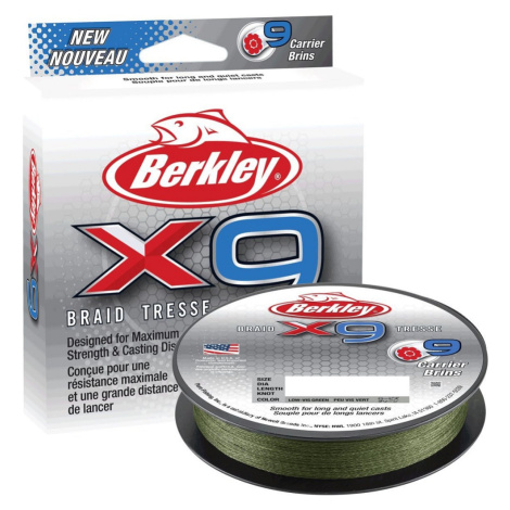 Berkley splietaná šnúra x9 low vis green 150 m-priemer 0,10 mm / nosnosť 9 kg