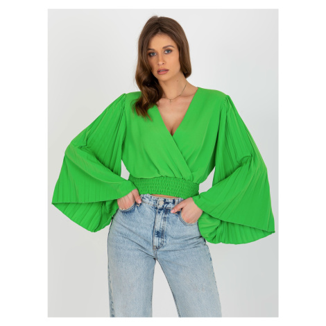 Light green formal blouse with ruching