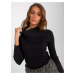 Lady's black ribbed sweater with turtleneck