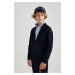 DEFACTO Boy Navy Blue Half Turtleneck Knitwear School Basic Cardigan