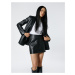 Koton Leather Look Mini Skirt With Pockets Snap Detailed