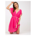 Pink dress of one size with a braided belt