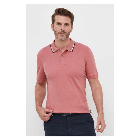 Bavlnené polo tričko BOSS ružová farba, jednofarebné, 50469360 Hugo Boss