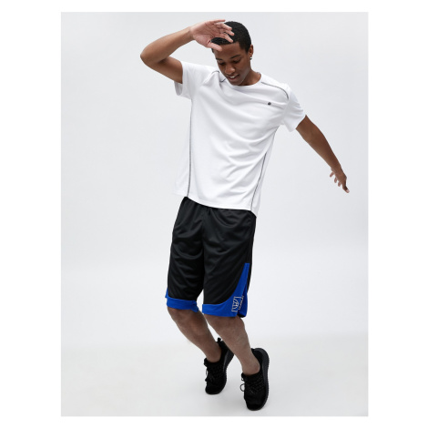 Koton Oversize Basketball Shorts Laced Waist Printed Pocket Detailed