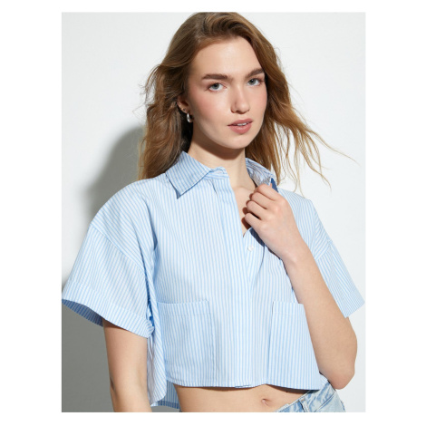 Koton Crop Shirt Short Sleeve Cargo Pocket Buttoned