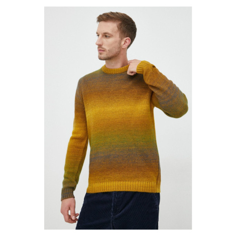 Vlnený sveter Sisley pánsky, žltá farba,