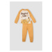 DEFACTO Baby Boy Pajama Set Crew Neck Printed Long Sleeve Top Elastic Waist Bottom