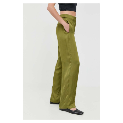Nohavice MAX&Co. dámske, zelená farba, široké, vysoký pás