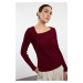 Trendyol Claret Red Square Collar Knitwear Sweater