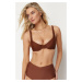 Trendyol Brown Balconette Bikini Top