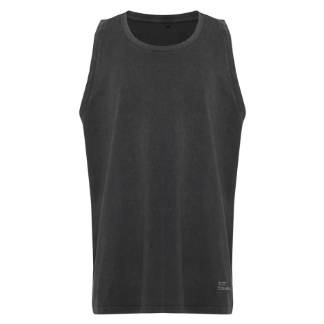 Trendyol Anthracite Oversize/Wide-Fit 100% Cotton Sleeveless T-shirt/Vest with Weathered Faded E