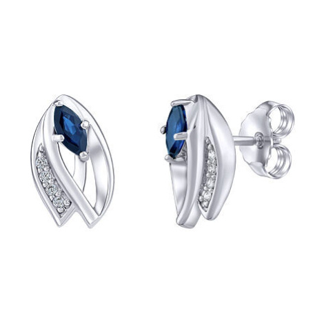 Silvego Strieborné náušnice Isla s pravým zafírom a čírymi Brilliance Zirconia FWE15688BS