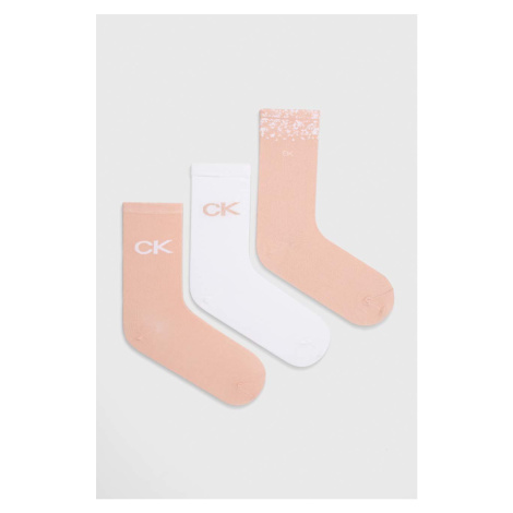 Ponožky Calvin Klein 3-pak dámske, ružová farba