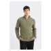 DEFACTO Standard Fit Regular Cut Bato Collar Zippered Basic Plain Knitwear Sweater