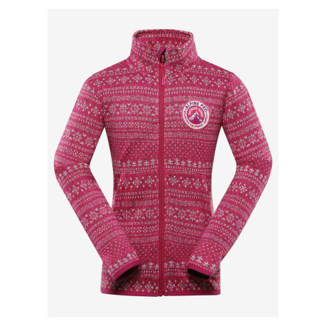Tmavo ružový dievčenský sveter na zips ALPINE PRE ZEGO ALPINE PRO