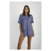 Stylish women's pajamas, short sleeves, shorts - blue