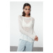 Trendyol Ecru Transparent Knitwear Sweater