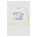 DEFACTO Girl's Oversize Fit Crew Neck Printed Sweatshirt