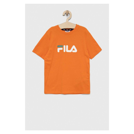 Detské bavlnené tričko Fila oranžová farba, s potlačou