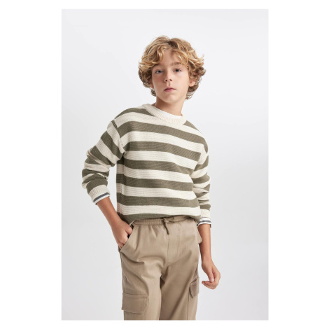 DEFACTO Boy's Crew Neck Striped Knitwear Sweater