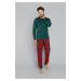 Pánske pyžamo Narwik, dlhé rukávy, dlhé nohavice - zelená/potlač