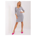 Grey fitted basic dress with stripe