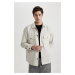 DEFACTO Oversize Fit Polo Collar Twill Shirt Jacket