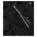 Dlhá čierna dámska zimná bunda s kožušinovou podšívkou (2M-011)