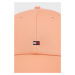 Bavlnená čiapka Tommy Hilfiger oranžová farba, jednofarebná