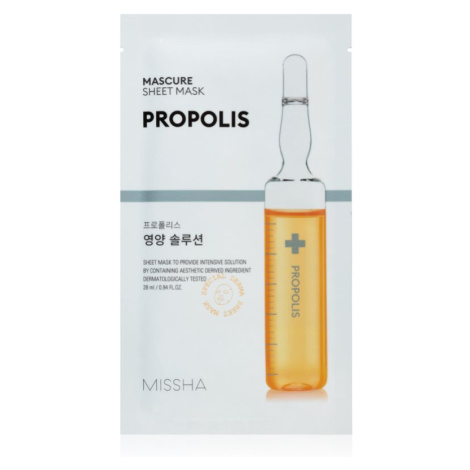 Missha Mascure Propolis vyživujúca plátienková maska pre citlivú a podráždenú pleť