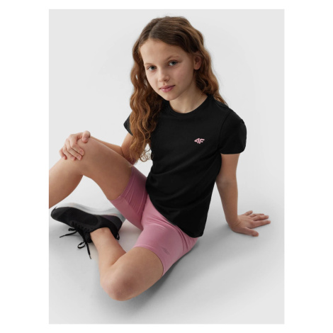 Girls' smooth T-shirt 4F - black