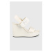 Sandále Calvin Klein Jeans WEDGE SANDAL BADGE dámske, biela farba, na kline, YW0YW01028