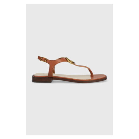 Kožené sandále Guess MIRY dámske, hnedá farba, FL6MRY LEA21