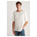 GRIMELANGE Davinson Men's Open Collar Oversize Fit 100% Cotton White T-shir