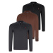 TRIPLE SET V4007 DEWBERRY MEN'S SWEATSHIRT-BLACK-NAVY-BROWN