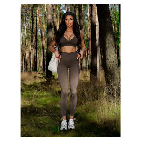 Kaki športové fitness legíny WEMIROS