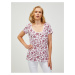 Wine-white patterned T-shirt ORSAY - Women
